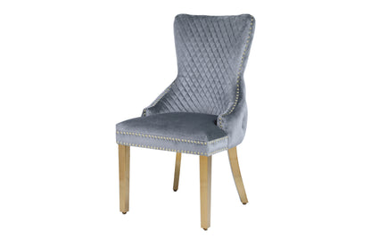 Victoria Grey Gold Lion Knocker Dining Chair