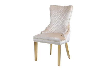 Victoria Cream Gold Lion Knocker Dining Chair