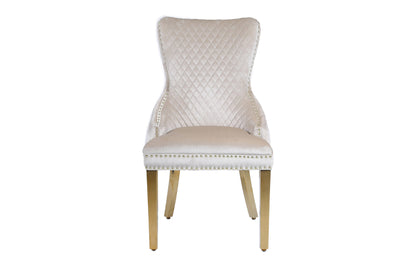 Victoria Cream Gold Lion Knocker Dining Chair