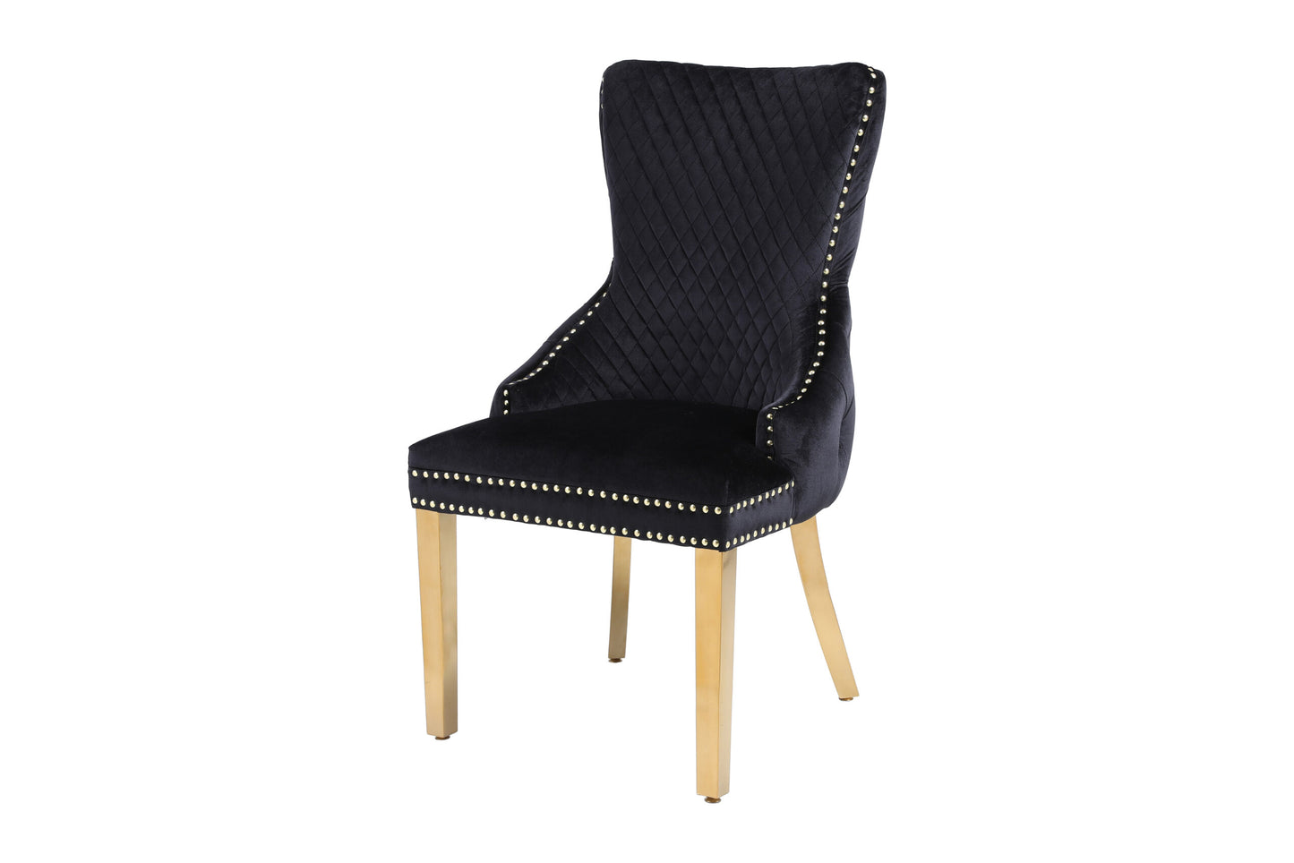 Victoria Black Gold Lion Knocker Dining Chair