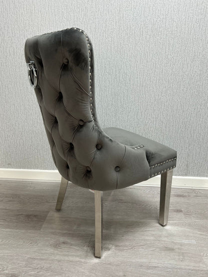 Victoria Dark Grey Ring Knocker Chair