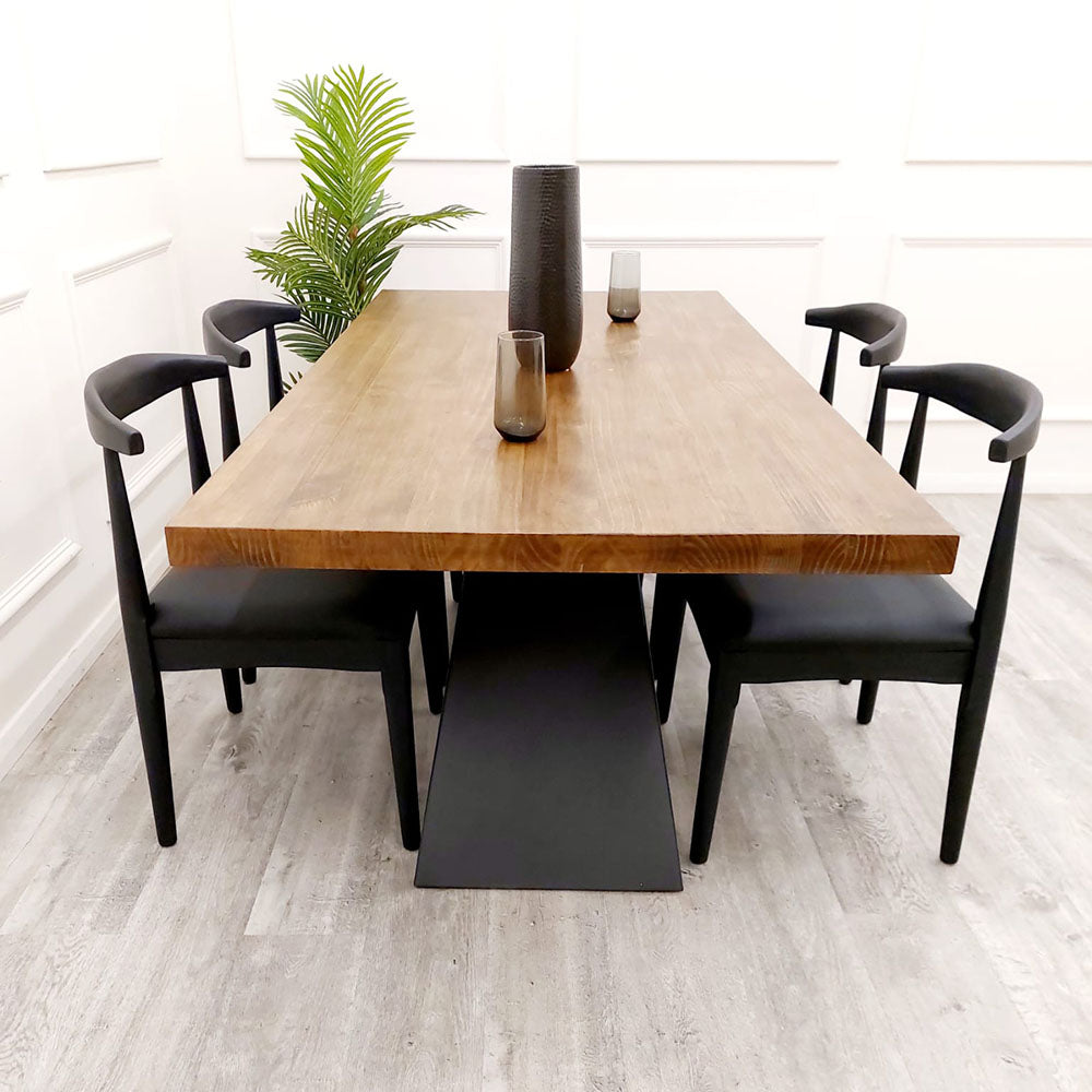 Wood dining table with deals black legs