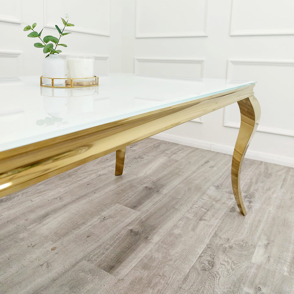 Louis Dining Table Gold with Glass/Sintered Stone Or Marble Top (All Colours) 1.8M