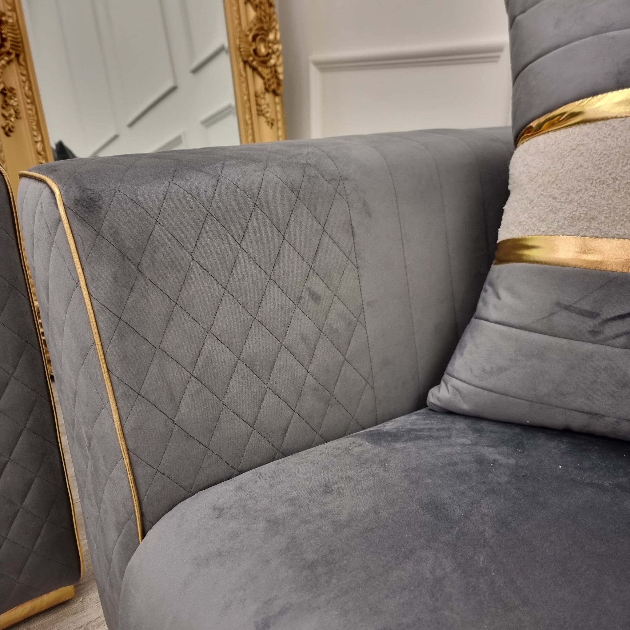 Gray and deals gold sofa