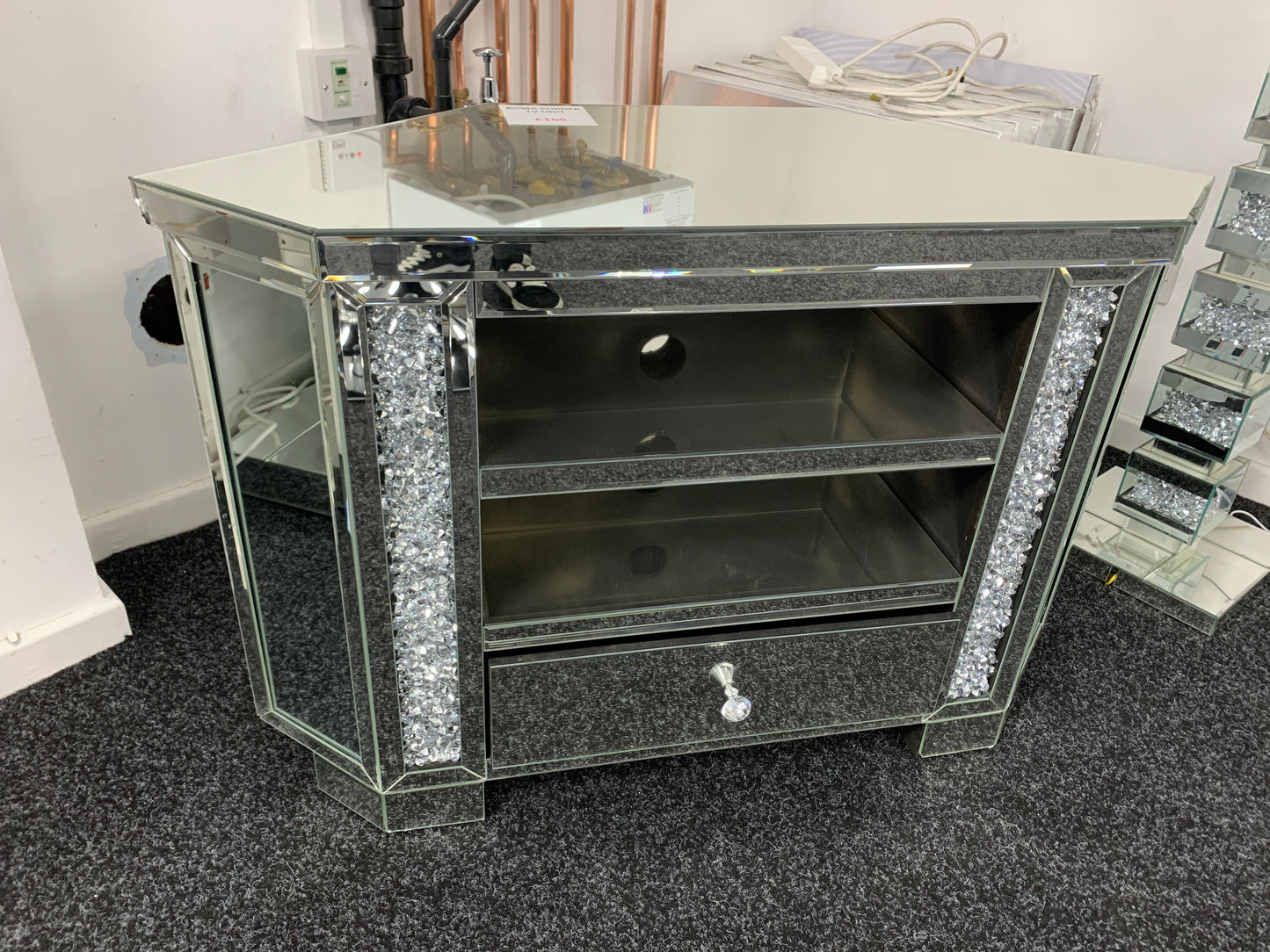 Roma Crushed Diamond Corner TV Unit