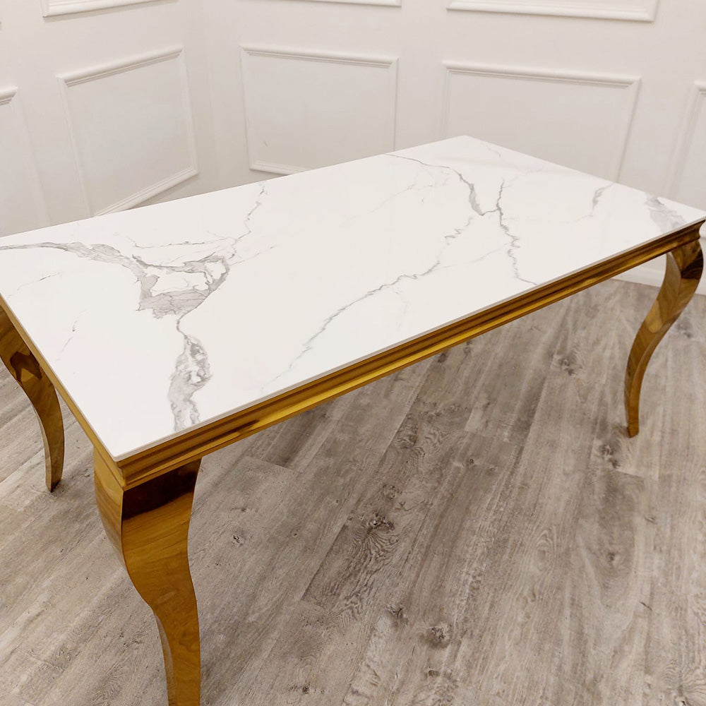 Louis Dining Table Gold with Glass/Sintered Stone Or Marble Top (All Colours) 1.8M