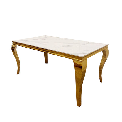 Louis Dining Table Gold with Glass/Sintered Stone Or Marble Top (All Colours) 1.8M