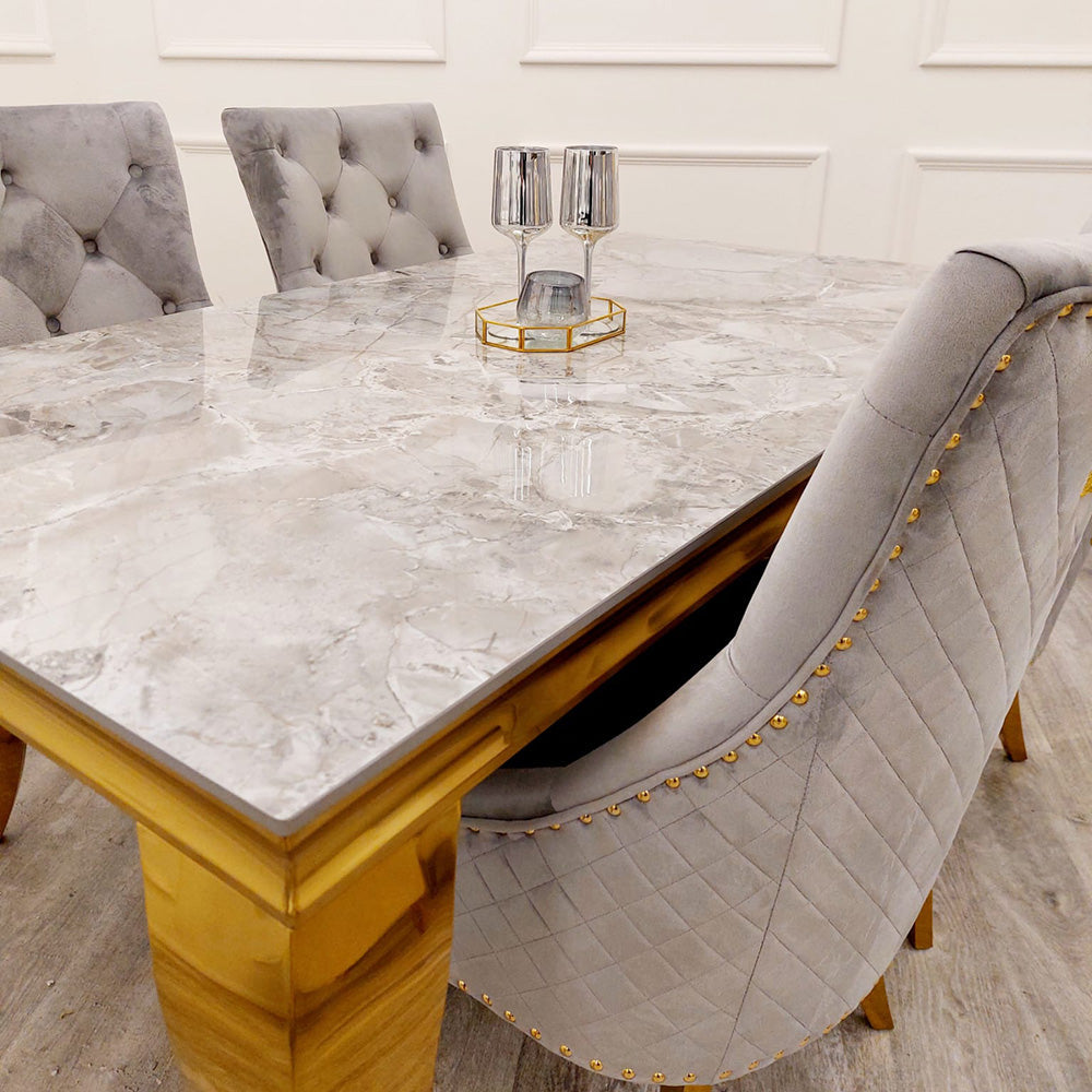 Louis Dining Table Gold with Glass/Sintered Stone Or Marble Top (All Colours) 1.8M