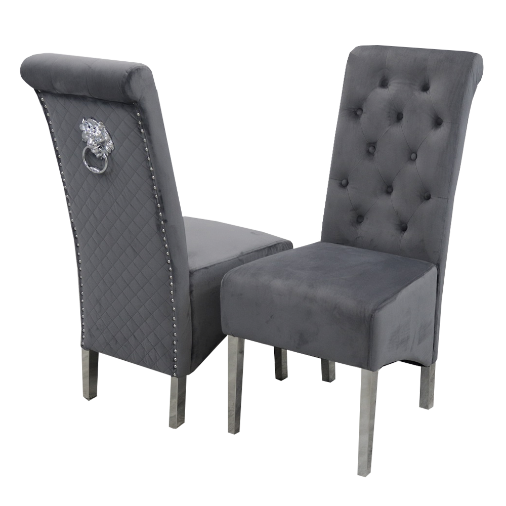 Emma/Lucy Dining Chair with Lion Knocker & Quilted Back (All Colours)