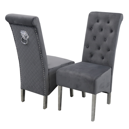 Emma/Lucy Dining Chair with Lion Knocker & Quilted Back (All Colours)