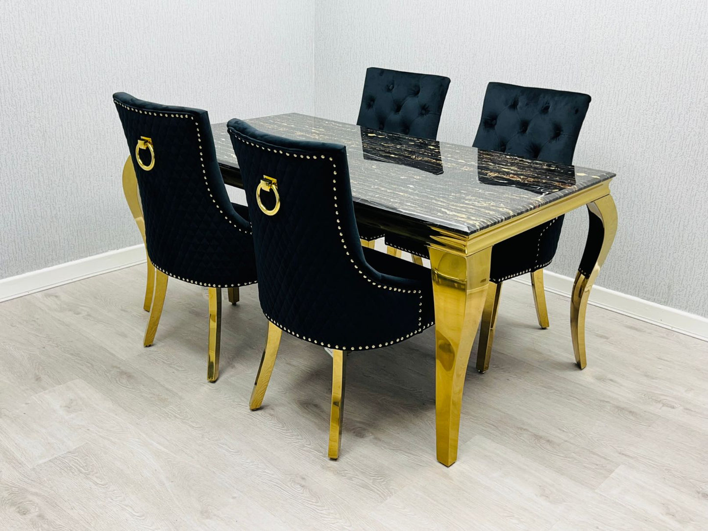 Sofia Black & Gold Dining Table – All Sizes