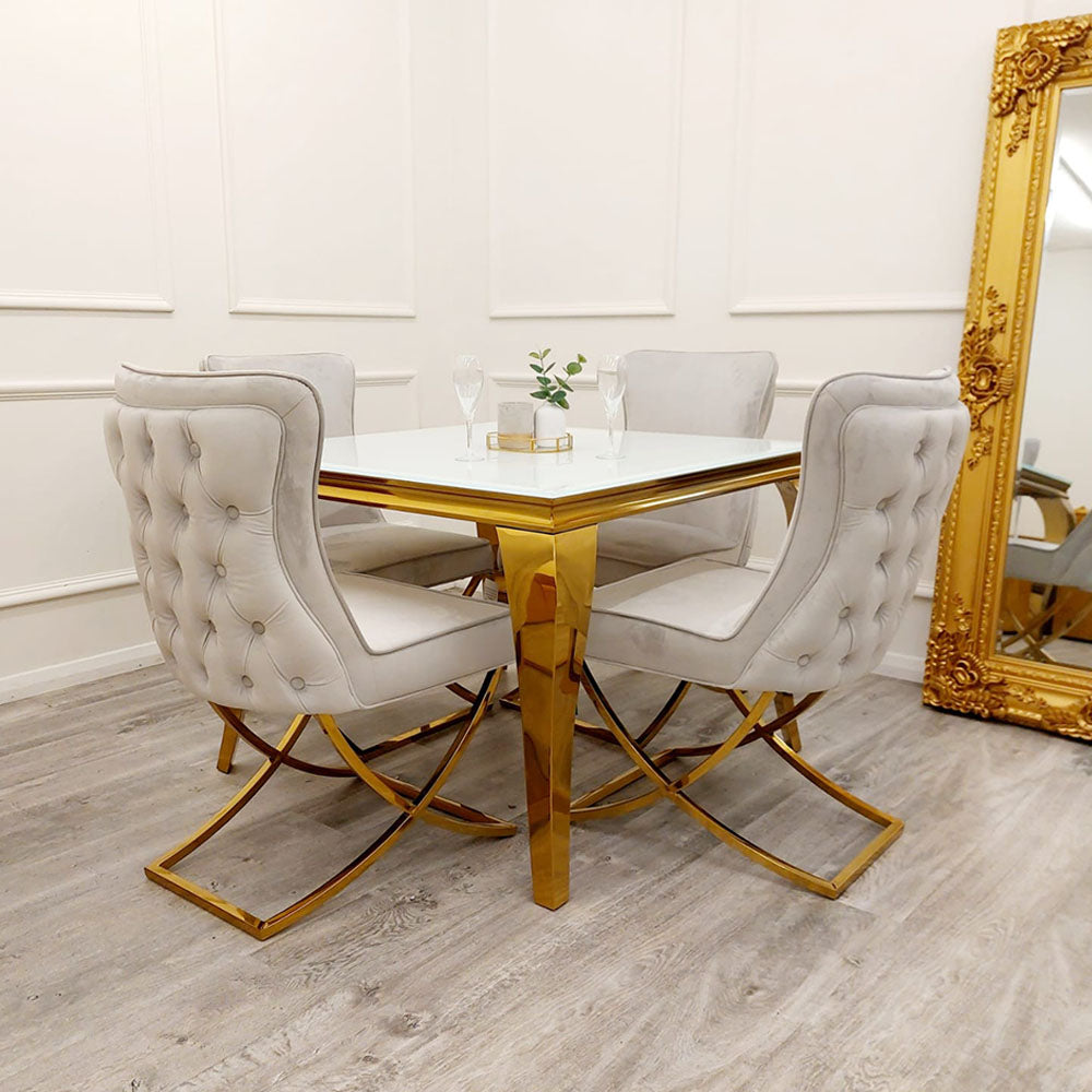 Sandhurst X Leg Dining Chair in Gold (All Colours)