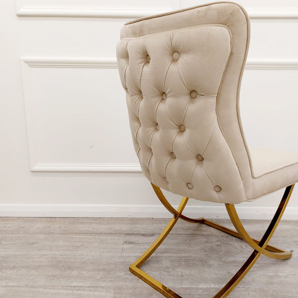 Sandhurst X Leg Dining Chair in Gold (All Colours)