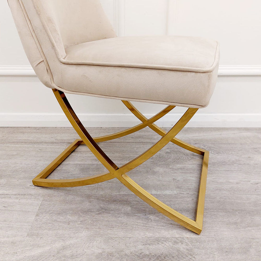 Sandhurst X Leg Dining Chair in Gold (All Colours)