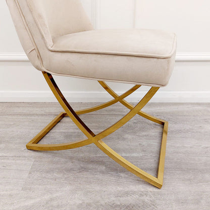 Sandhurst X Leg Dining Chair in Gold (All Colours)