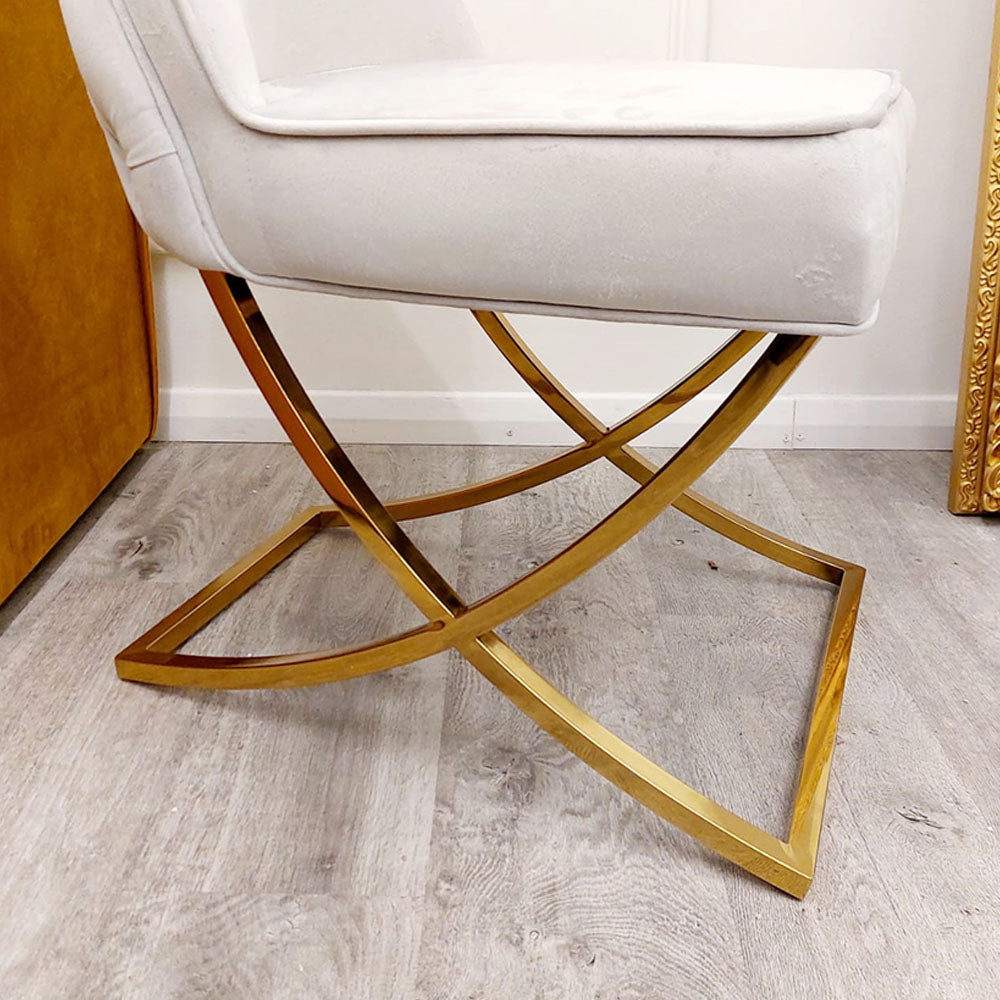 Sandhurst X Leg Dining Chair in Gold (All Colours)