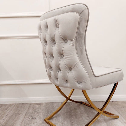 Sandhurst X Leg Dining Chair in Gold (All Colours)