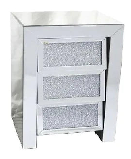 Roma Crushed Diamond Bedside 3 Drawers