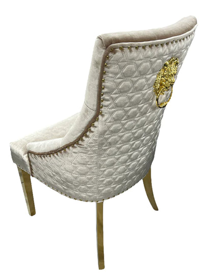 Roma Dining Chair (Lion Knocker/Gold Legs) (2 Colours)