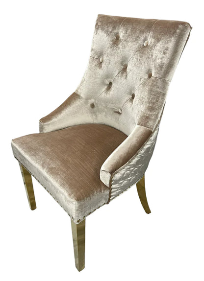 Roma Dining Chair (Lion Knocker/Gold Legs) (2 Colours)