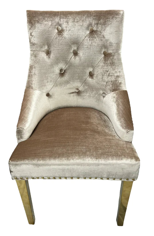 Roma Dining Chair (Lion Knocker/Gold Legs) (2 Colours)