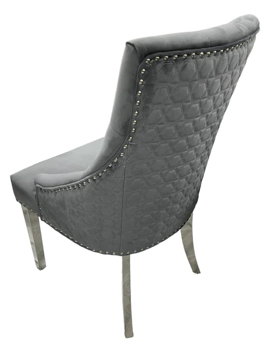 Roma Dark Grey Chair (No Knocker/Chrome Legs)