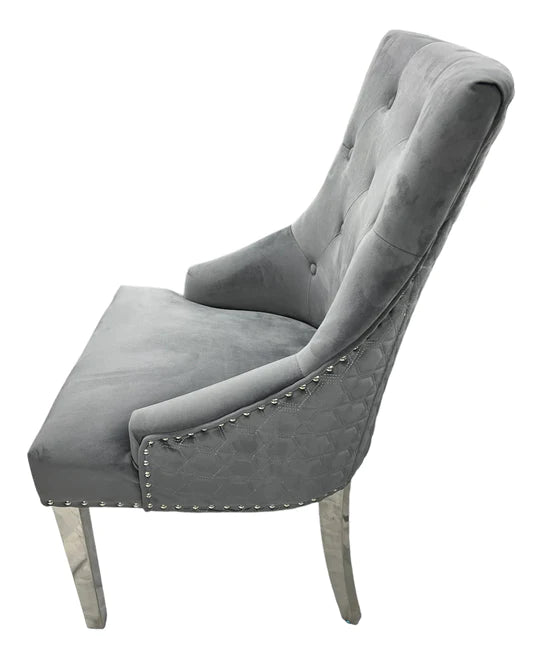 Roma Dark Grey Chair (No Knocker/Chrome Legs)