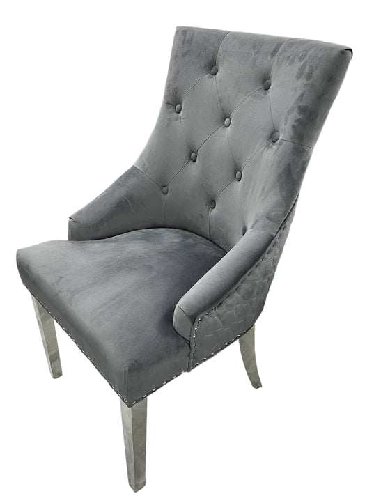 Roma Dark Grey Chair (No Knocker/Chrome Legs)