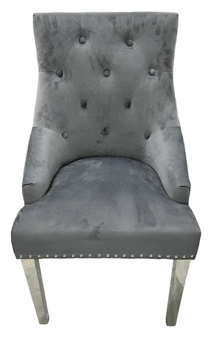 Roma Dark Grey Chair (No Knocker/Chrome Legs)