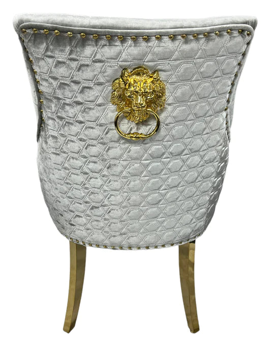 Roma Dining Chair (Lion Knocker/Gold Legs) (2 Colours)