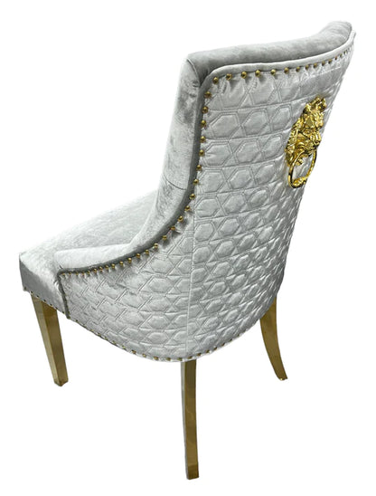 Roma Dining Chair (Lion Knocker/Gold Legs) (2 Colours)