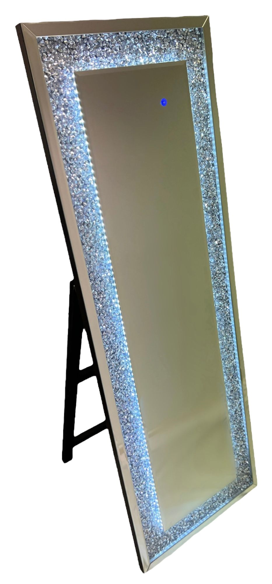 LED Floor Standing Crushed Diamond Rectangle Mirror 55 x 160cm