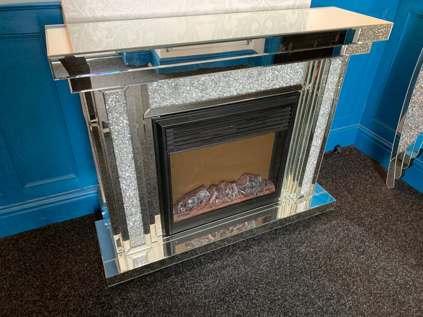 Roma Crushed Diamond Electric Fireplace