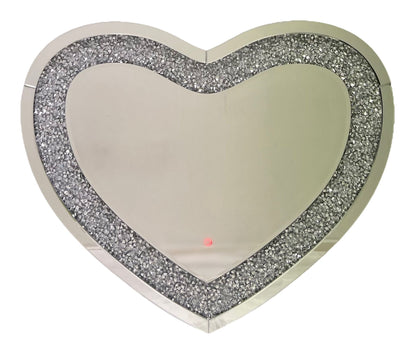 LED Crushed Diamond Heart Mirror 70 x 90cm