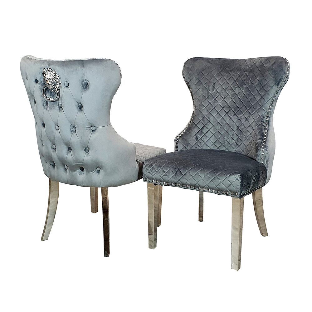 Chelsea Dining Chair with Lion Knocker & Buttoned Back (All Colours)