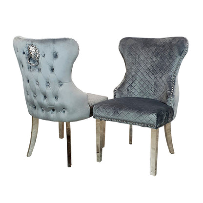 Chelsea Dining Chair with Lion Knocker & Buttoned Back (All Colours)