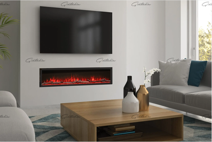 Luvelle - Media Wall - Panoramic 3 Sided Insert - Electric Fire - Black - 60 Inch WIFI Enabled