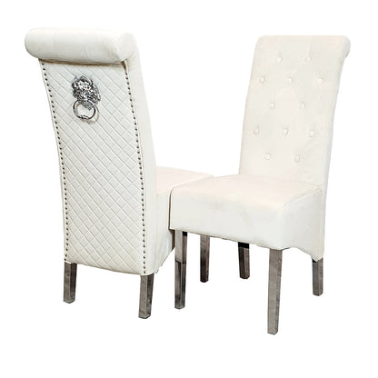 Emma/Lucy Dining Chair with Lion Knocker & Quilted Back (All Colours)