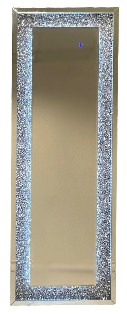 LED Floor Standing Crushed Diamond Rectangle Mirror 55 x 160cm