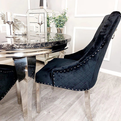 Bentley Dining Chair with Lion Knocker & Quilted Back (All Colours)